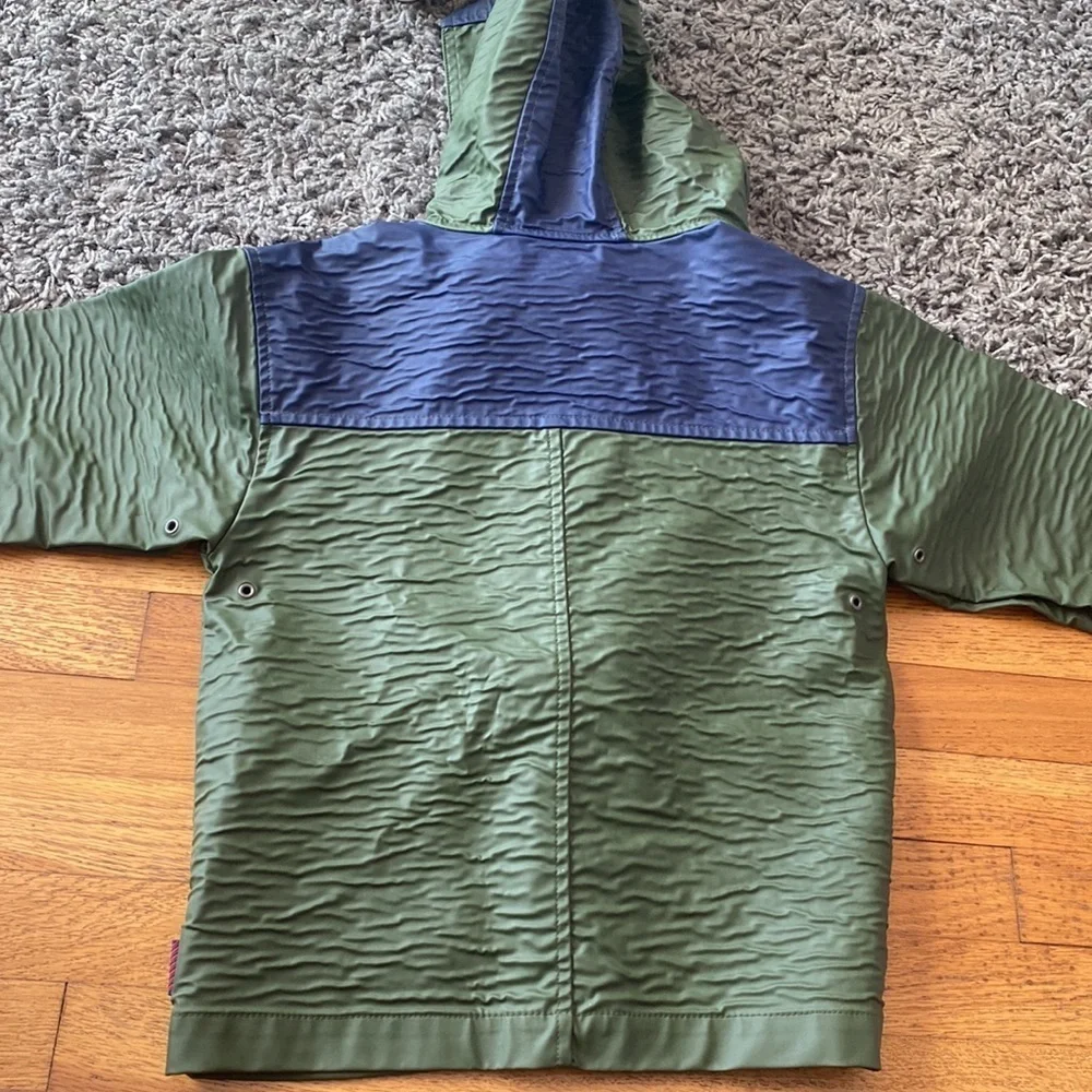 GYMSPORT GYMBOREE Vintage Green Hooded Raincoat Jacket Size 3 to 4 years old